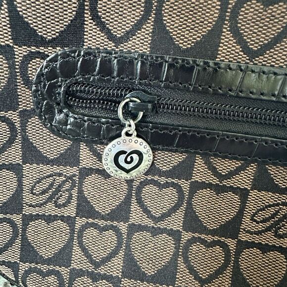 Brighton Crossbody‎ Womens Heart Canvas Leather Crossbody Brown Black - Picture 4 of 16